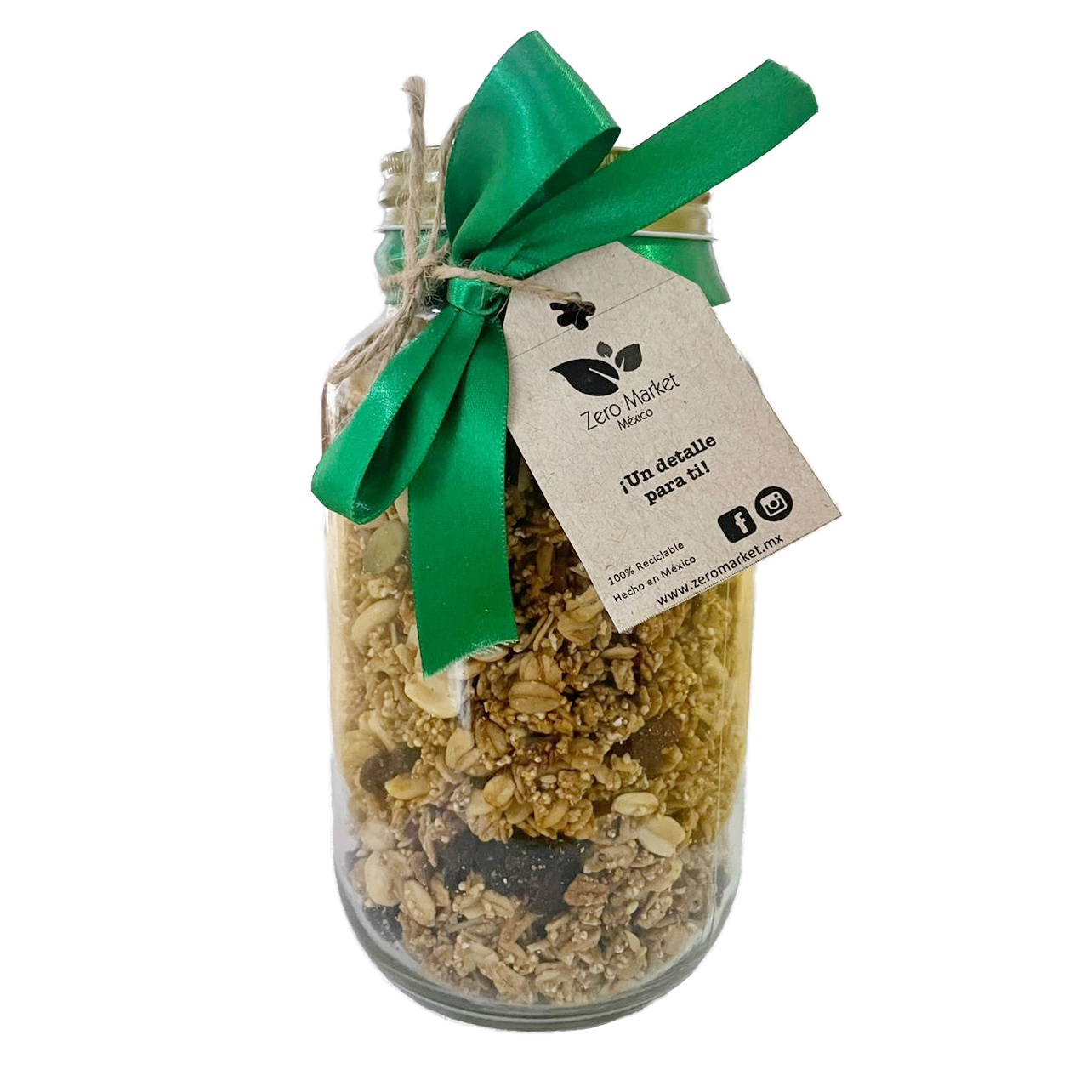 Tarro de vidrio relleno de granola